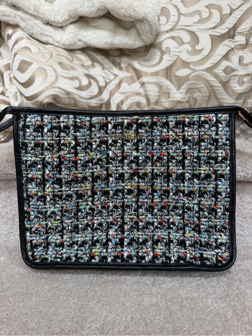 MZ Wallace Multi-Color Confetti Tweed Pouch Clutch Bag